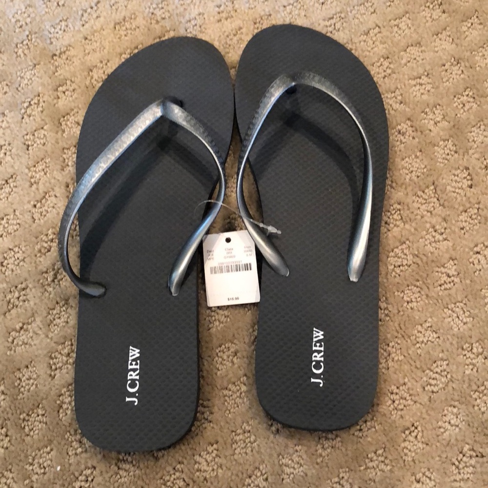 J.Crew grey flip flops.